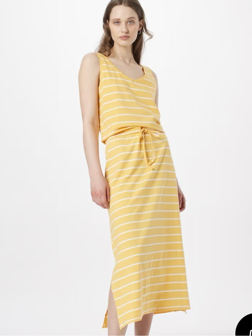 Yellow Striped Tank Midi Dress